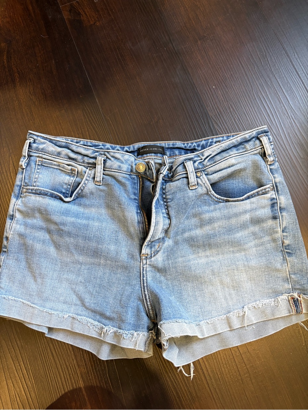 Silver Jeans Light Blue Frayed Hem Denim Shorts